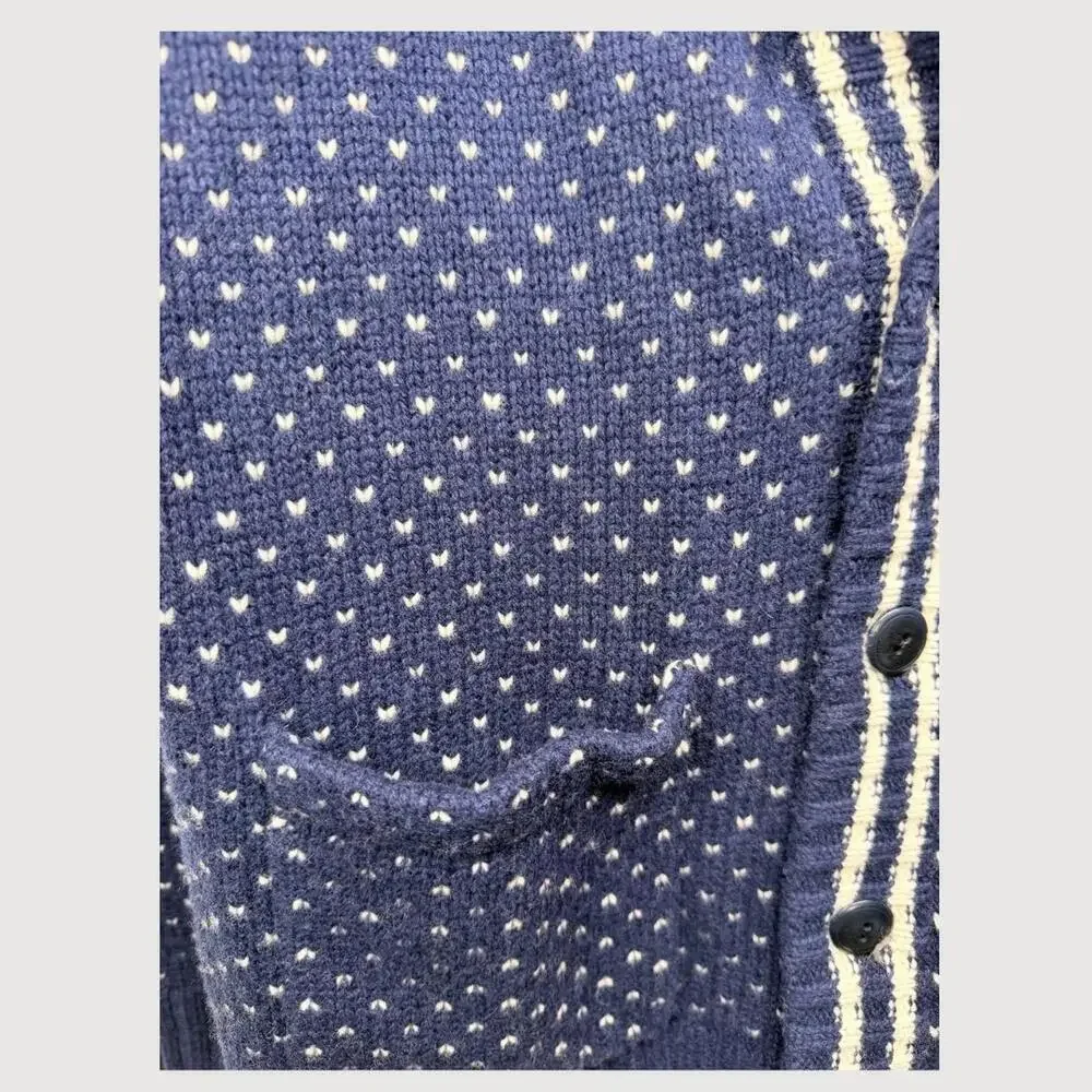 Vintage J.Crew Navy Chunky Wool Fisherman Cardigan | Oversized Cozy Knit
